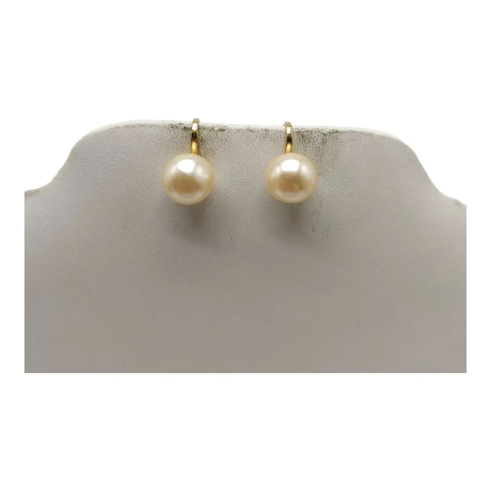 Napier Cream Faux Pearl Earrings Clip-On Closure Gold Tone Vintage
